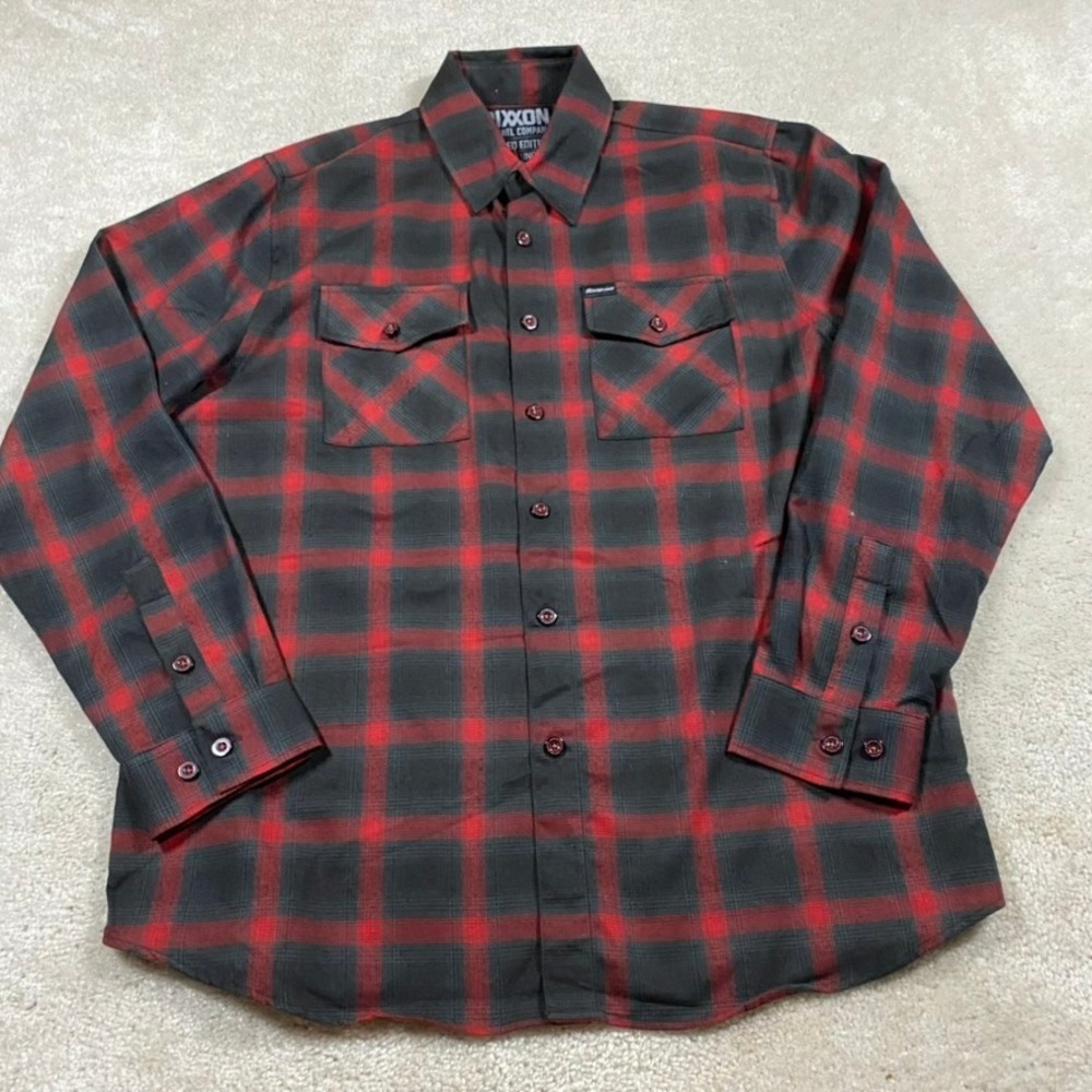 Dixxon Flannel Company Shirt Mens L Snap-on Limited Edition Red Black Plaid